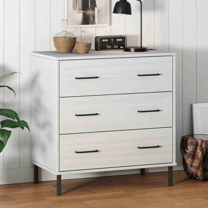 Servantă cu 3 sertare, alb, 77x40x79,5 cm, lemn masiv OSLO WALTI