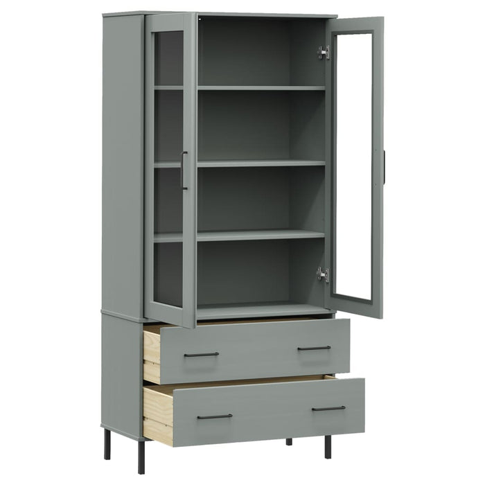 Bibliotecă cu picioare metalice OSLO, gri, 85x35x172,5 cm lemn WALTI