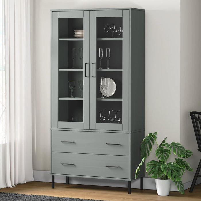Bibliotecă cu picioare metalice OSLO, gri, 85x35x172,5 cm lemn WALTI