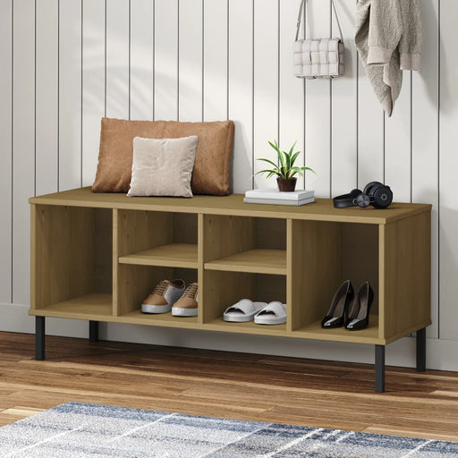 Pantofar cu picioare metalice „OSLO” maro 106x35x45 cm lemn - WALTI WALTI