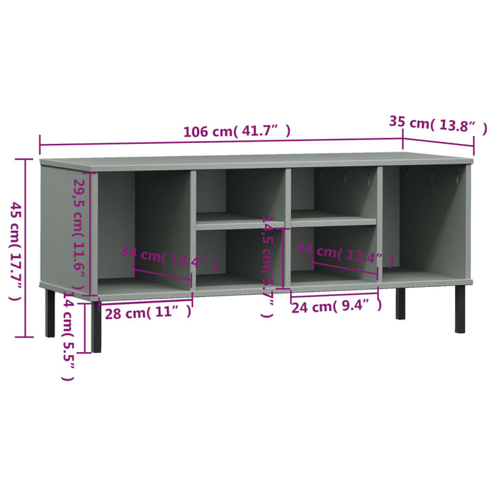 Pantofar cu picioare metalice „OSLO” gri 106x35x45 cm lemn - WALTI WALTI