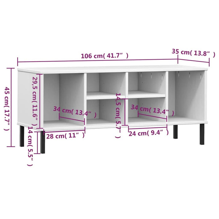 Pantofar cu picioare metalice „OSLO” alb 106x35x45 cm lemn - WALTI WALTI