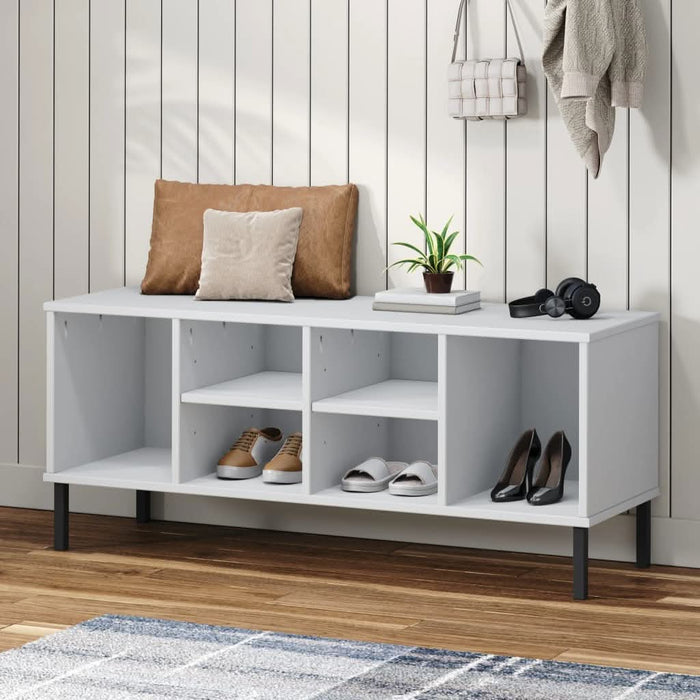 Pantofar cu picioare metalice „OSLO” alb 106x35x45 cm lemn - WALTI WALTI