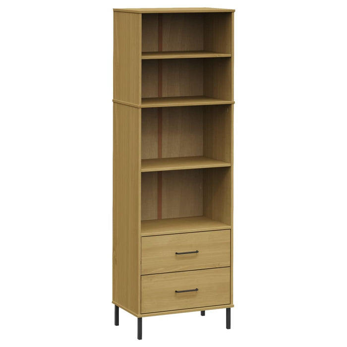 Bibliotecă cu 2 sertare OSLO, maro, 60x35x180 cm, lemn masiv WALTI