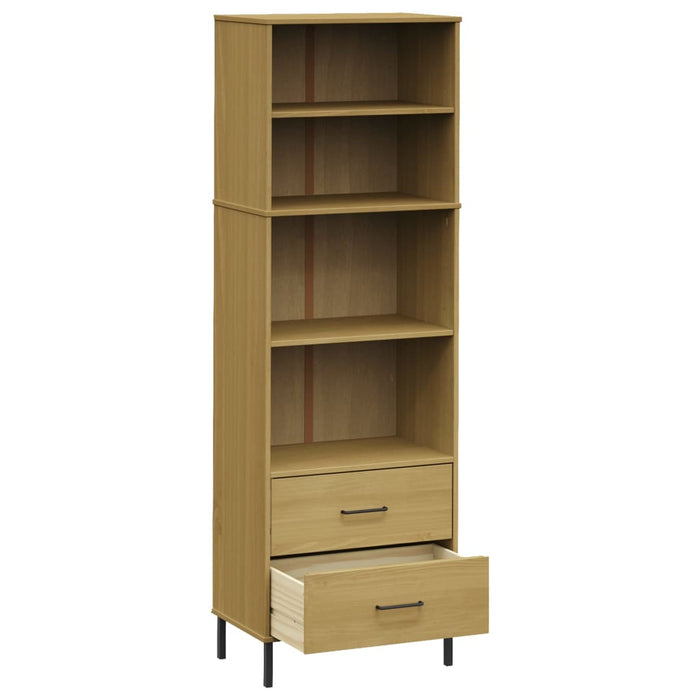 Bibliotecă cu 2 sertare OSLO, maro, 60x35x180 cm, lemn masiv WALTI