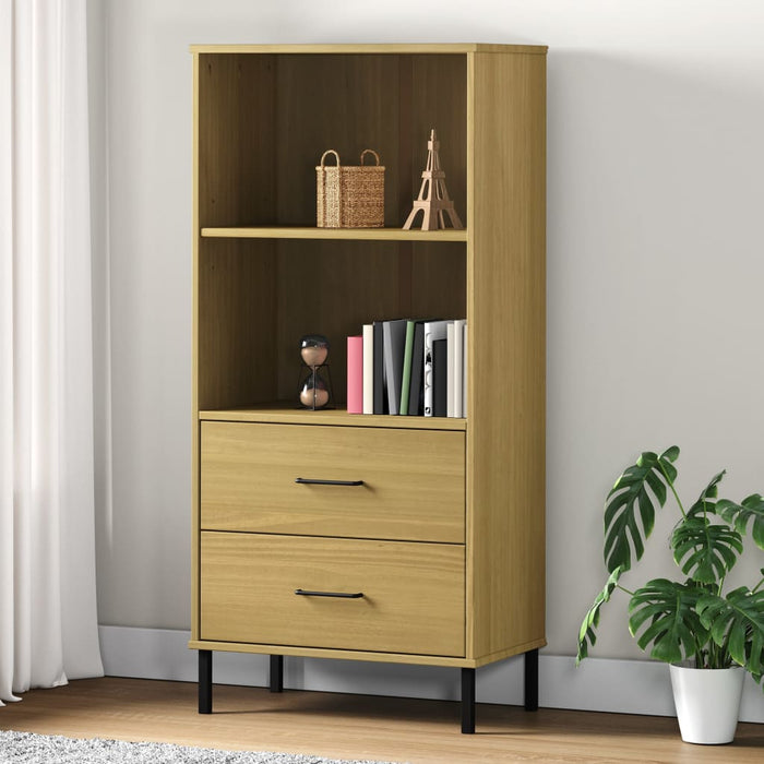Bibliotecă cu 2 sertare OSLO, maro, 60x35x128,5 cm, lemn masiv WALTI