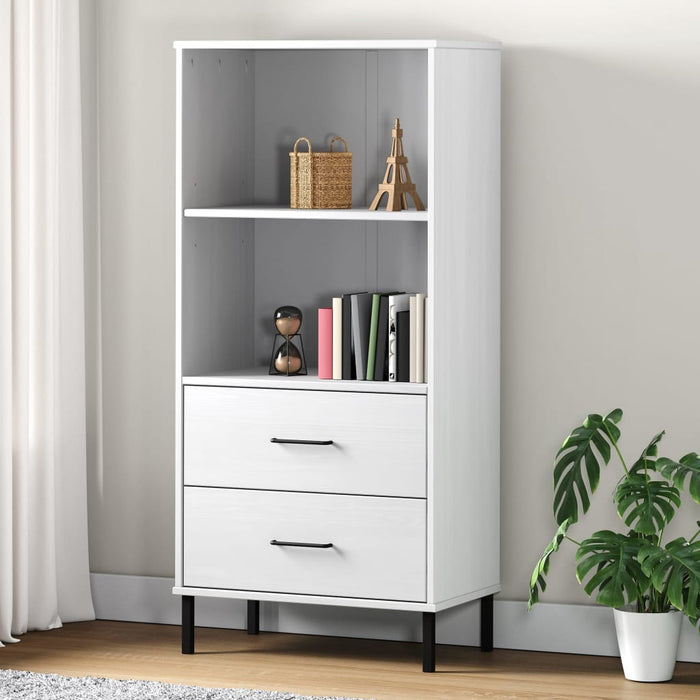 Bibliotecă cu 2 sertare OSLO, alb, 60x35x128,5 cm, lemn masiv - WALTI WALTI