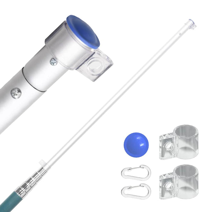 Stâlp de steag telescopic, argintiu, 5,5 m, aluminiu WALTI