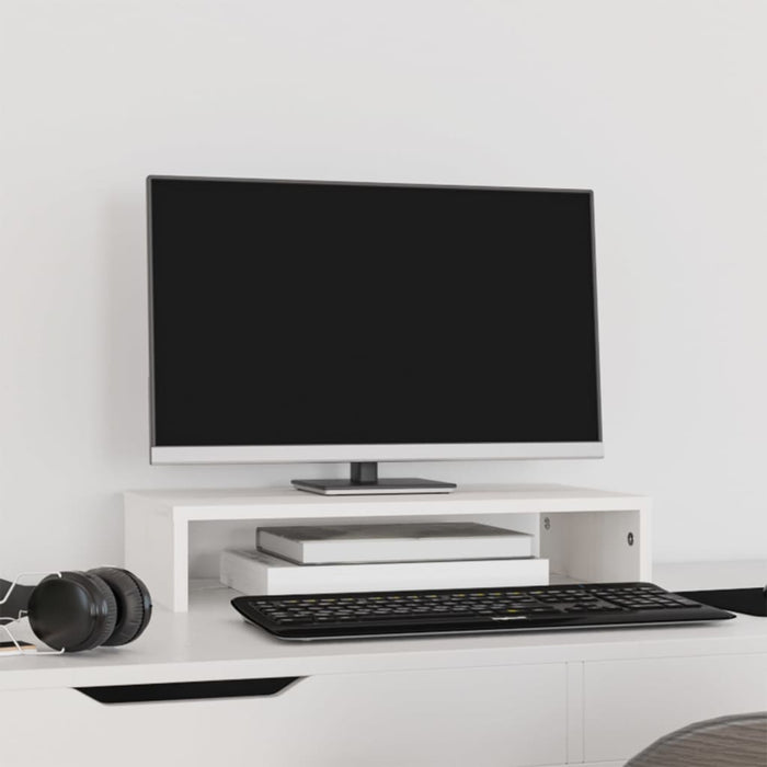 Suport pentru monitor, alb, 50x27x10 cm, lemn masiv pin WALTI