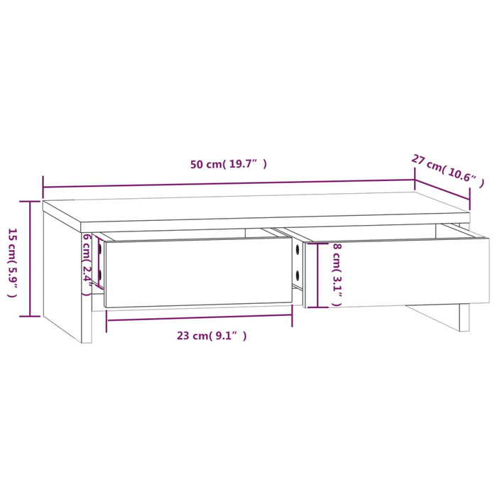 Suport pentru monitor, 50x27x15 cm, lemn masiv de pin WALTI