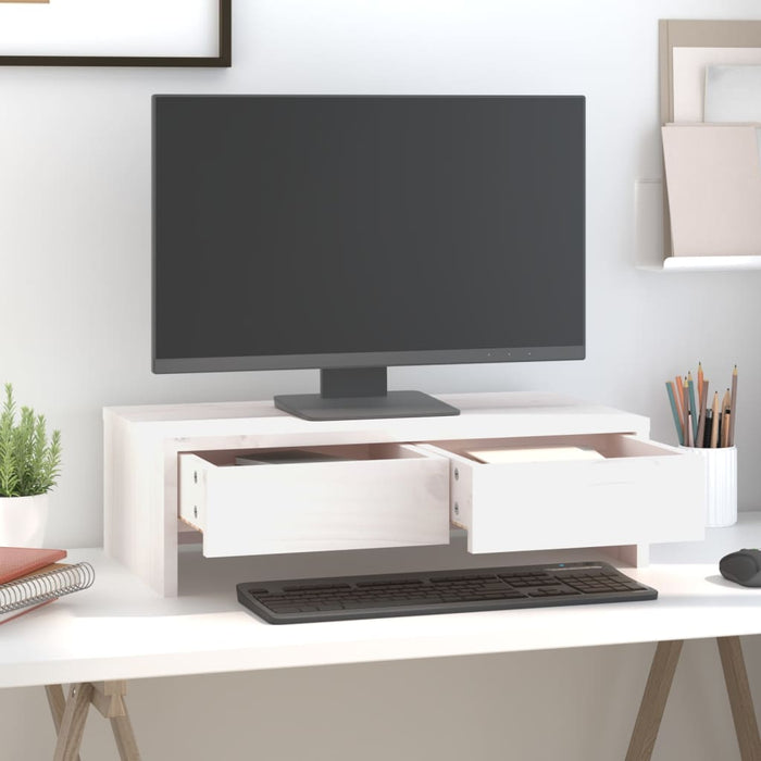 Suport pentru monitor, alb, 50x27x15 cm, lemn masiv pin - WALTI WALTI