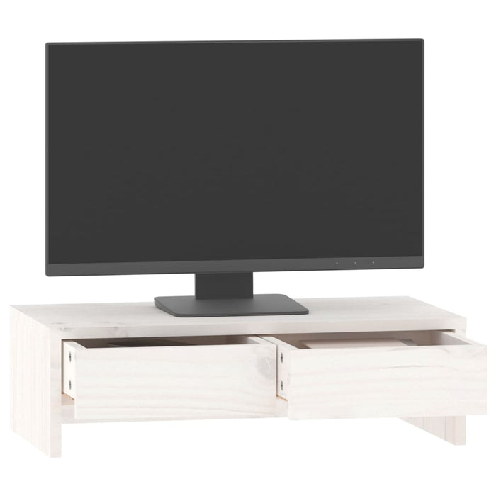 Suport pentru monitor, alb, 50x27x15 cm, lemn masiv pin - WALTI WALTI