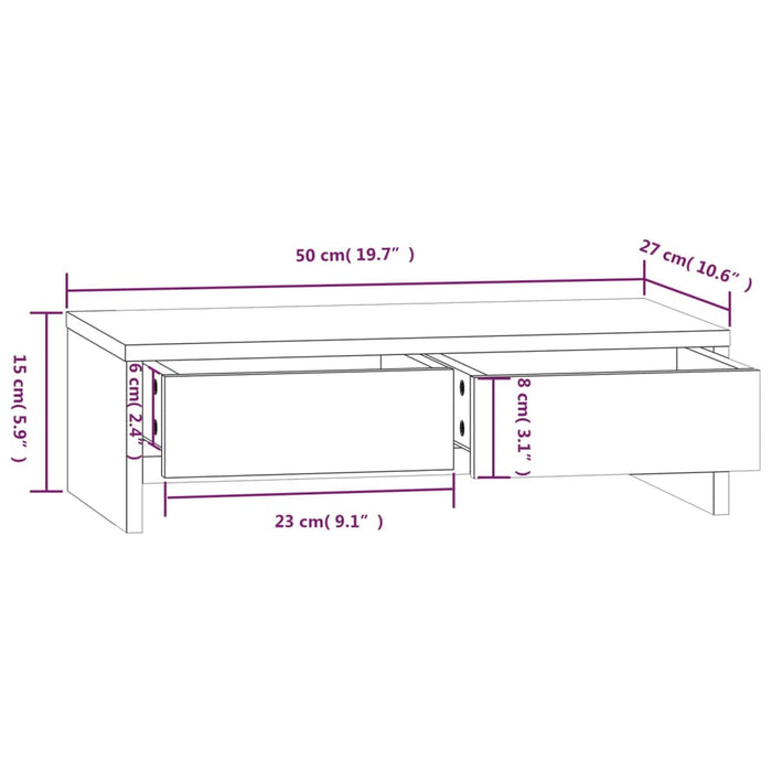 Suport pentru monitor, alb, 50x27x15 cm, lemn masiv pin - WALTI WALTI