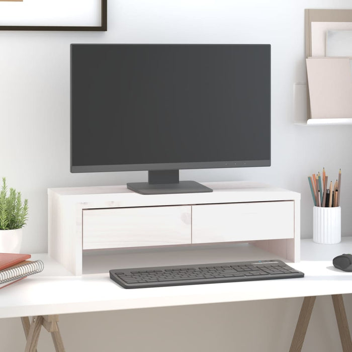 Suport pentru monitor, alb, 50x27x15 cm, lemn masiv pin - WALTI WALTI