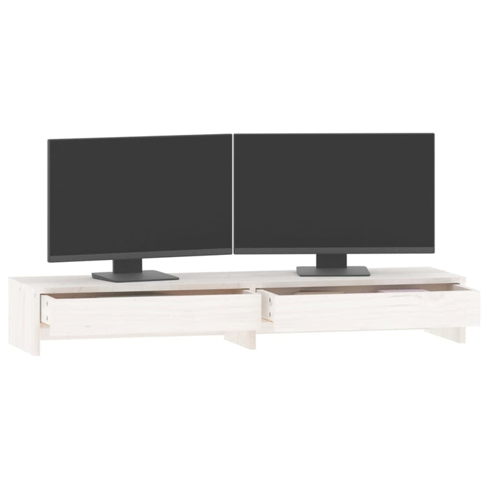 Suport pentru monitor, alb, 100x27x15 cm, lemn masiv pin - WALTI WALTI