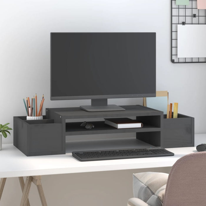 Suport pentru monitor, gri, 70x27,5x15 cm, lemn masiv pin - WALTI WALTI