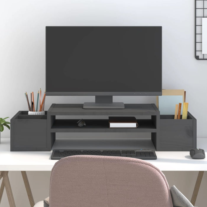 Suport pentru monitor, gri, 70x27,5x15 cm, lemn masiv pin - WALTI WALTI