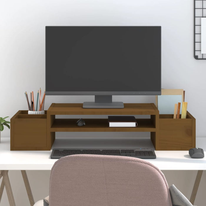 Suport pentru monitor, maro miere, 70x27,5x15cm, lemn masiv pin - WALTI WALTI