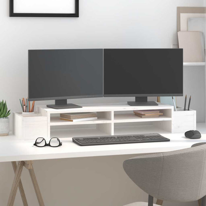 Suport pentru monitor, alb, 100x27,5x15 cm, lemn masiv pin - WALTI WALTI
