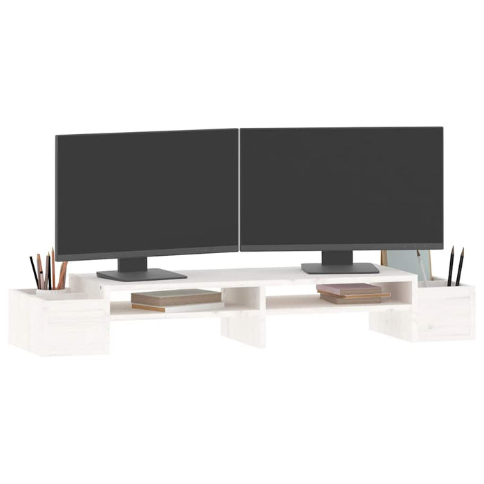 Suport pentru monitor, alb, 100x27,5x15 cm, lemn masiv pin - WALTI WALTI