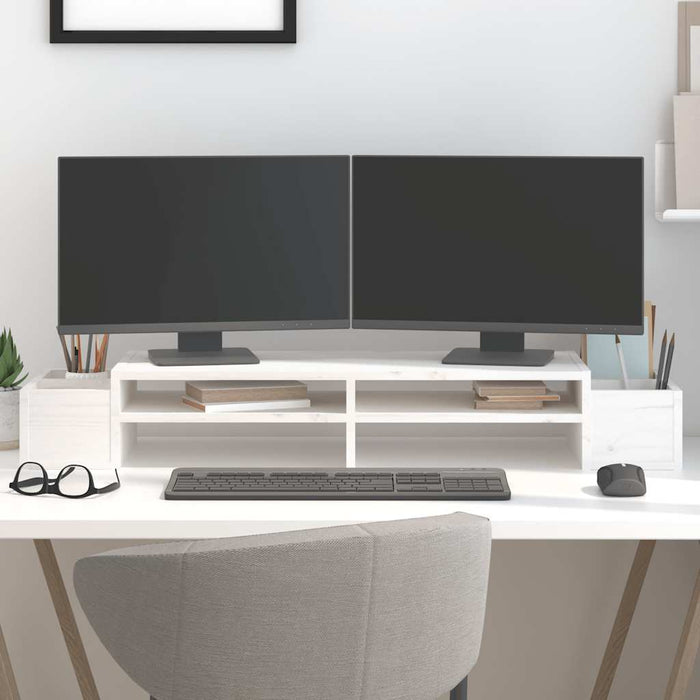 Suport pentru monitor, alb, 100x27,5x15 cm, lemn masiv pin - WALTI WALTI