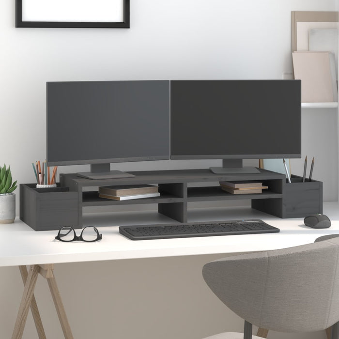 Suport pentru monitor, gri, 100x27,5x15 cm, lemn masiv pin - WALTI WALTI