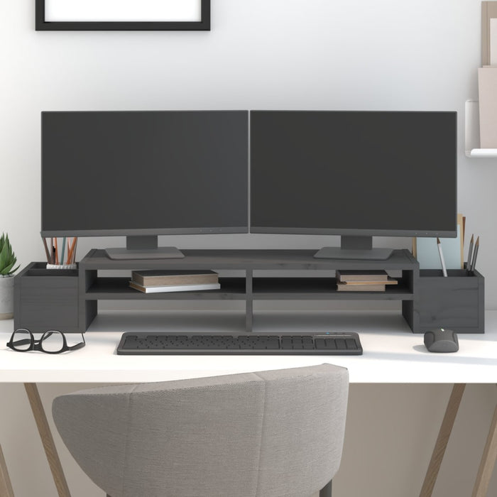 Suport pentru monitor, gri, 100x27,5x15 cm, lemn masiv pin - WALTI WALTI