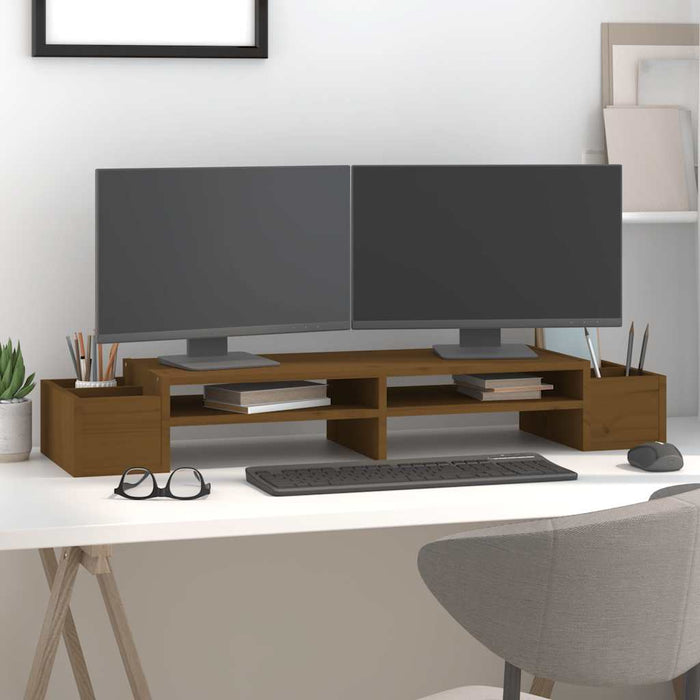 Suport pentru monitor, maro miere 100x27,5x15 cm lemn masiv pin - WALTI WALTI