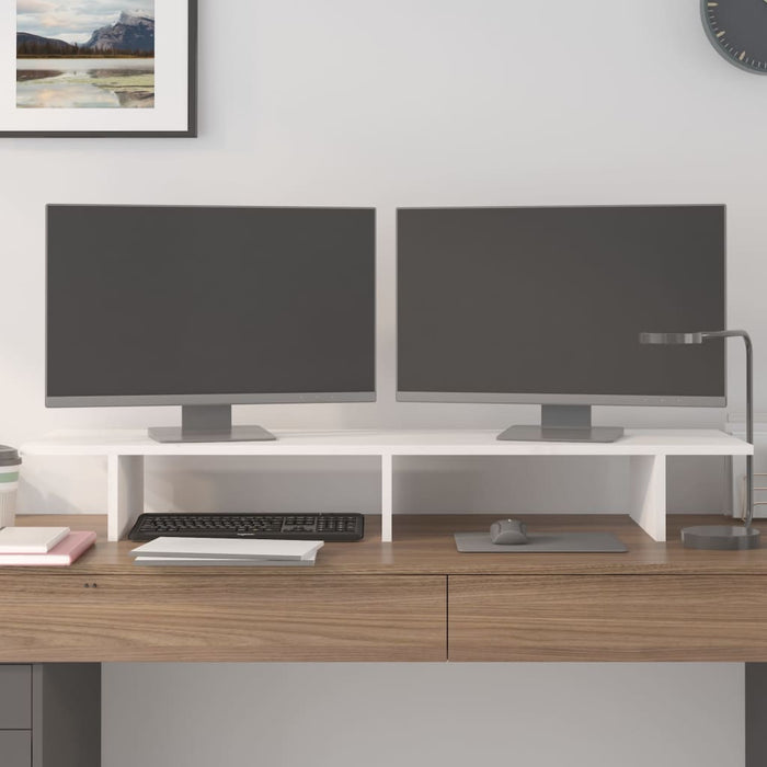 Suport pentru monitor, alb, 100x27x15 cm, lemn masiv pin - WALTI WALTI