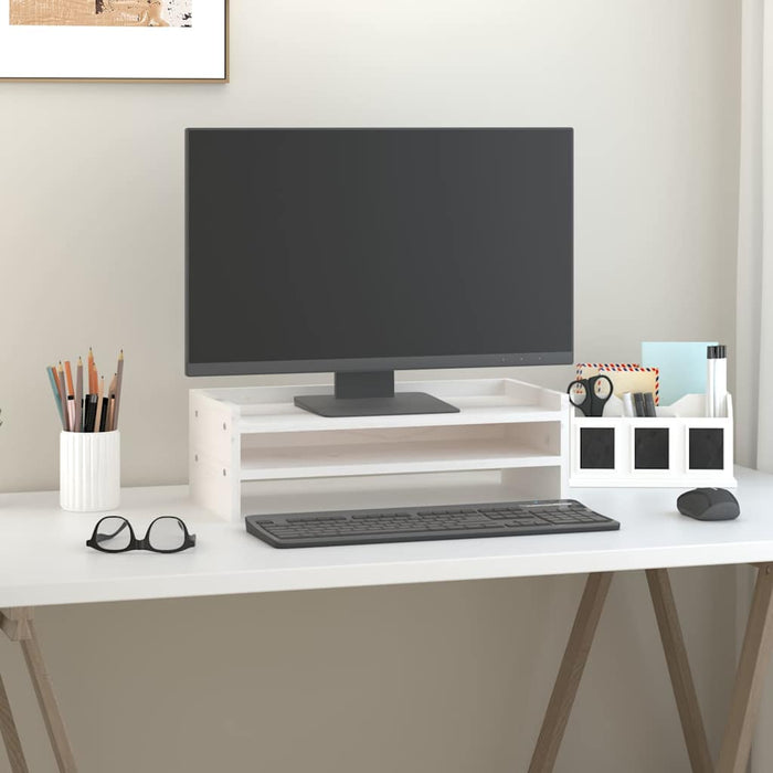 Suport pentru monitor, alb, 50x27x16 cm, lemn masiv pin - WALTI WALTI