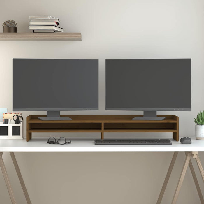 Suport pentru monitor, maro miere, 100x24x16 cm, lemn masiv pin - WALTI WALTI
