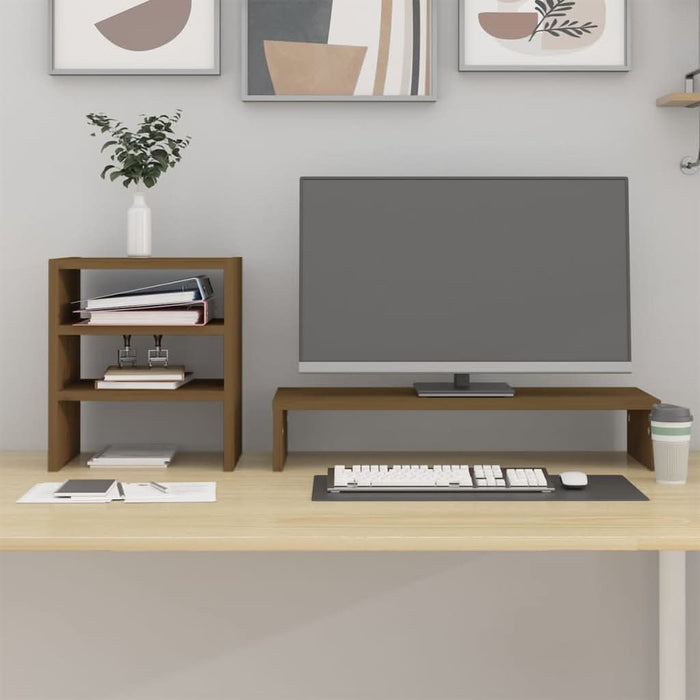 Suport pentru monitor, maro miere, 81x20x30 cm, lemn masiv pin - WALTI WALTI