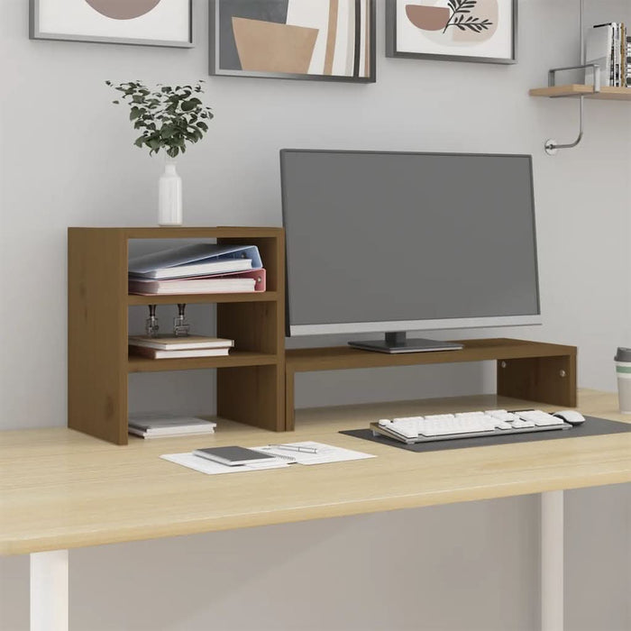 Suport pentru monitor, maro miere, 81x20x30 cm, lemn masiv pin - WALTI WALTI