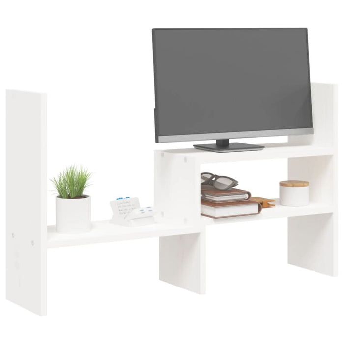 Suport pentru monitor, alb, (39-72)x17x43 cm, lemn masiv pin - WALTI WALTI