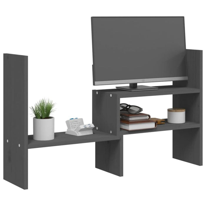 Suport pentru monitor, gri, (39-72)x17x43 cm, lemn masiv pin - WALTI WALTI