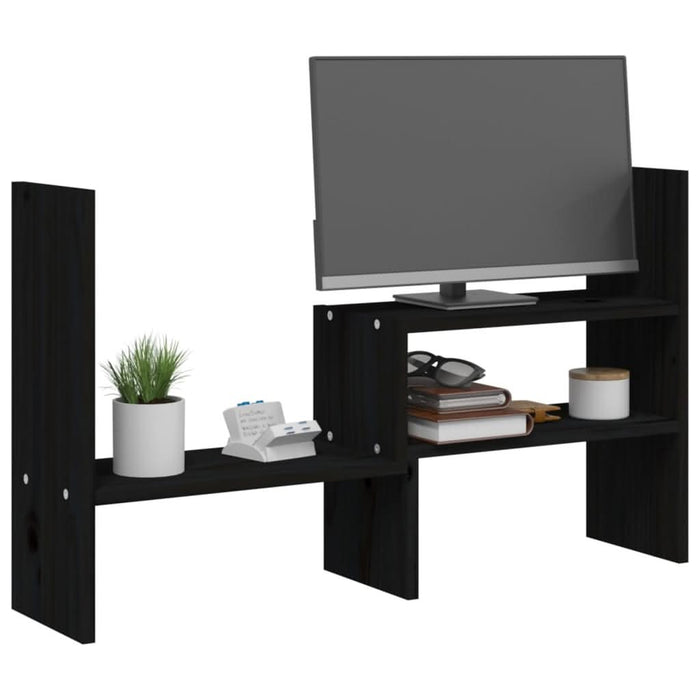Suport pentru monitor, negru, (39-72)x17x43 cm, lemn masiv pin - WALTI WALTI