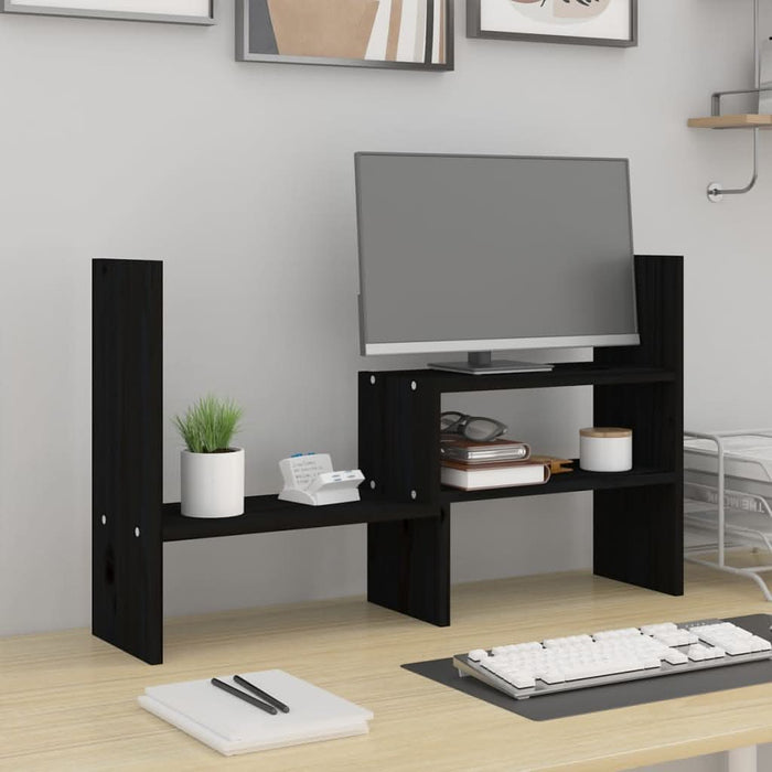 Suport pentru monitor, negru, (39-72)x17x43 cm, lemn masiv pin - WALTI WALTI