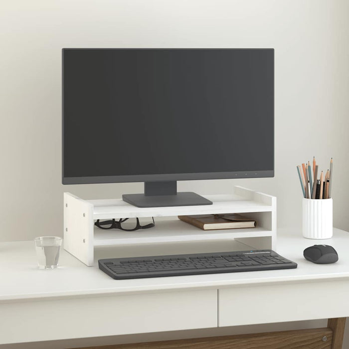 Suport pentru monitor, alb, 50x27x15 cm, lemn masiv pin WALTI