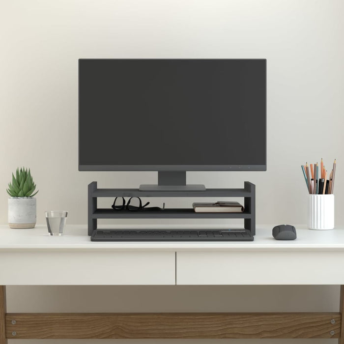 Suport pentru monitor, gri, 50x27x15 cm, lemn masiv pin - WALTI WALTI