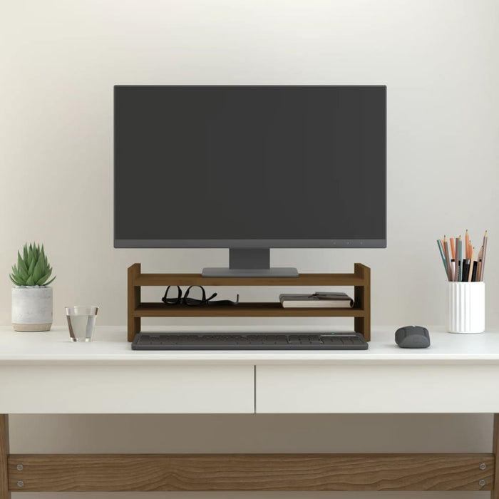 Suport pentru monitor, maro miere, 50x27x15 cm, lemn masiv pin - WALTI WALTI