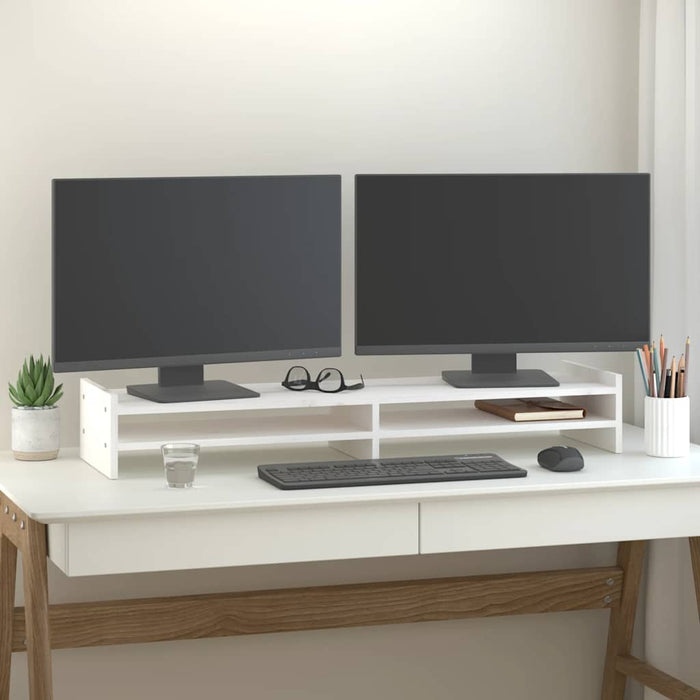 Suport pentru monitor, alb, 100x27x15 cm, lemn masiv pin - WALTI WALTI