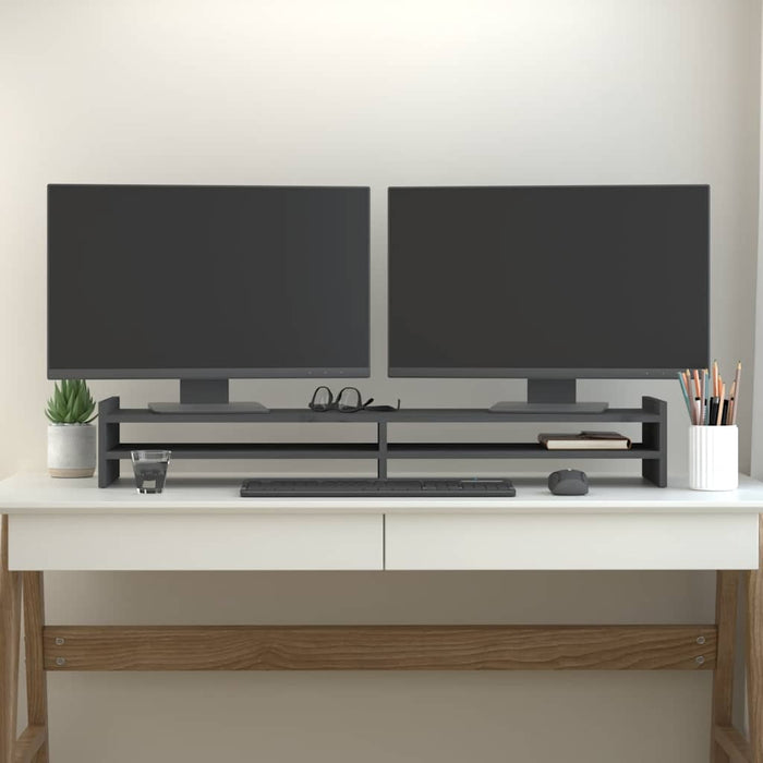 Suport pentru monitor, gri, 100x27x15 cm, lemn masiv pin - WALTI WALTI