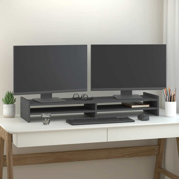 Suport pentru monitor, gri, 100x27x15 cm, lemn masiv pin - WALTI WALTI