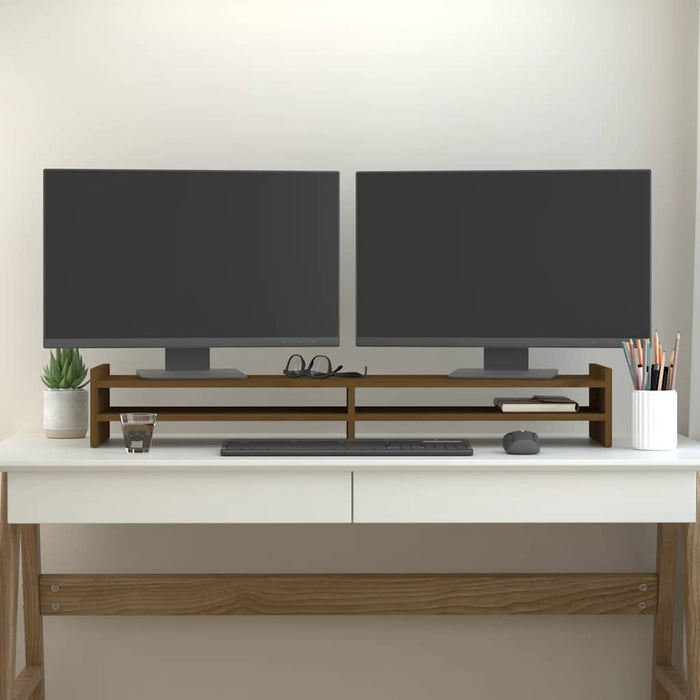 Suport pentru monitor, maro miere, 100x27x15 cm, lemn masiv pin - WALTI WALTI