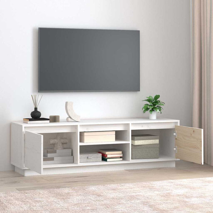 Comodă TV, alb, 140x35x40 cm, lemn masiv de pin WALTI
