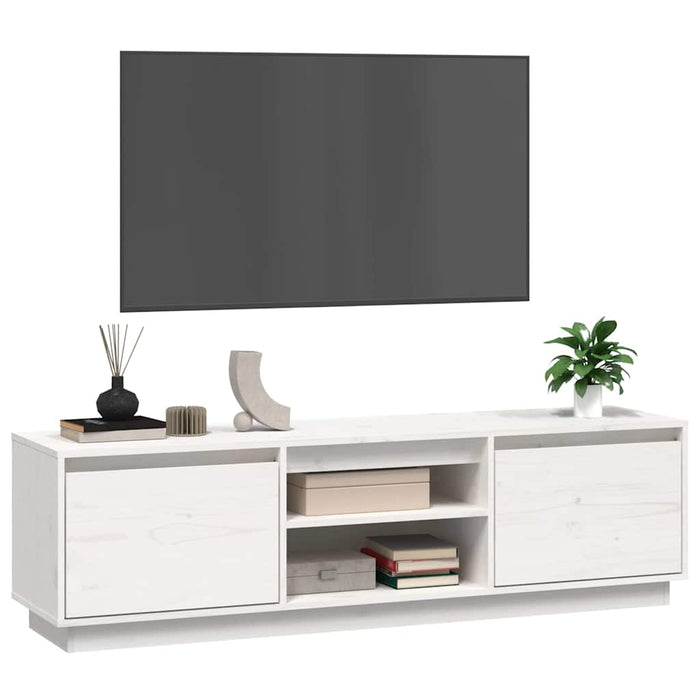 Comodă TV, alb, 140x35x40 cm, lemn masiv de pin WALTI