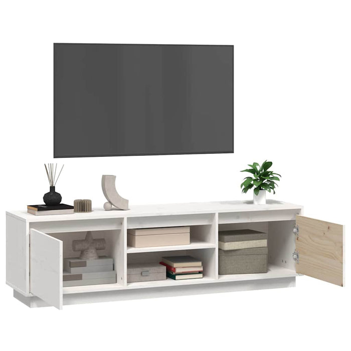 Comodă TV, alb, 140x35x40 cm, lemn masiv de pin WALTI