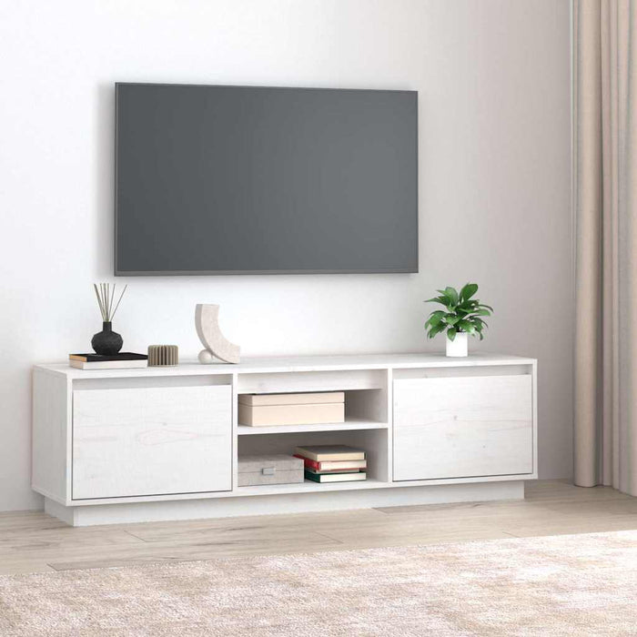 Comodă TV, alb, 140x35x40 cm, lemn masiv de pin WALTI