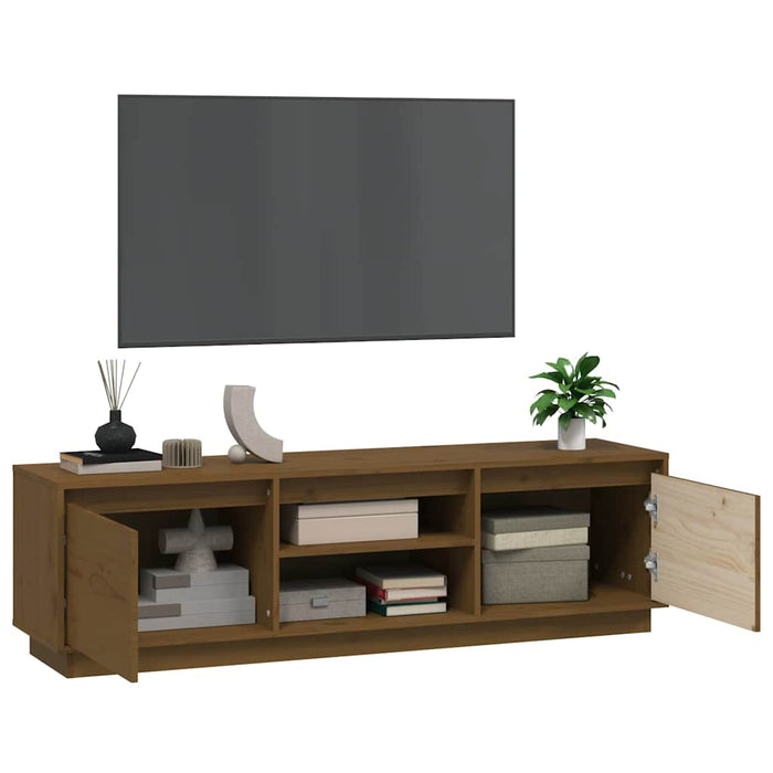Comodă TV, maro miere, 140x35x40 cm, lemn masiv de pin WALTI
