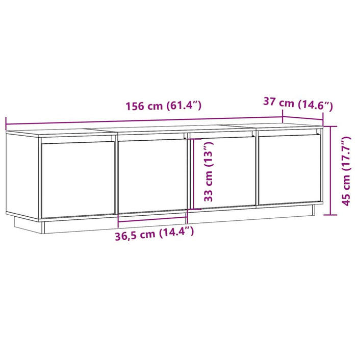 Comodă TV, alb, 156x37x45 cm, lemn masiv de pin - WALTI WALTI